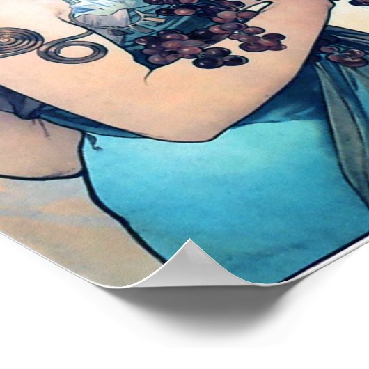 Mucha Grapes Art Deco  Woman Poster (Hoek)