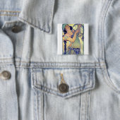 mucha gypsy tambourine dansmuziekvrouw vierkante button 5,1 cm (In situ)