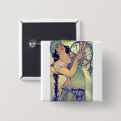 mucha gypsy tambourine dansmuziekvrouw vierkante button 5,1 cm (Voorkant /achterkant)