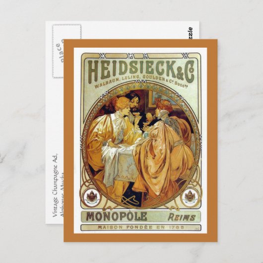  Mucha Heidsieck & Co. Briefkaart (Voorkant / Achterkant)