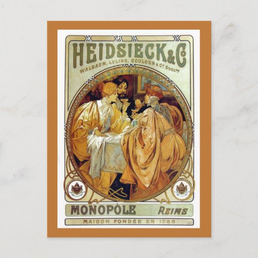  Mucha Heidsieck & Co. Briefkaart (Voorkant)