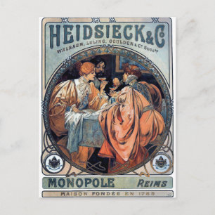 mucha Heidsieck & G beer art deco poster Briefkaart