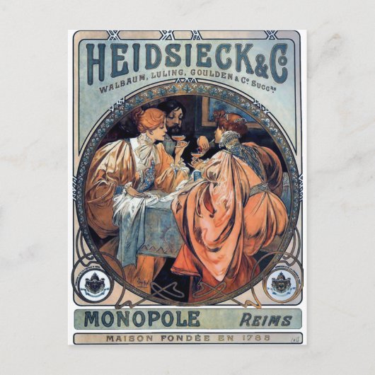 mucha Heidsieck & G beer art deco poster Briefkaart (Voorkant)