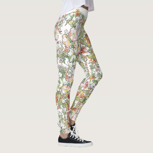 Mucha Hollyhock Flowers All Over Print Leggings (Rechts)