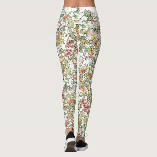 Mucha Hollyhock Flowers All Over Print Leggings (Achterkant)