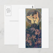 Mucha iris bloemen art deco briefkaart (Voorkant / Achterkant)