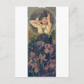 Mucha iris bloemen art deco briefkaart (Voorkant)