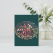 Mucha knight lady schilderpaarden romantisch bos briefkaart (Staand voorkant)