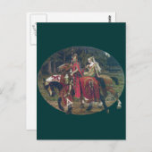 Mucha knight lady schilderpaarden romantisch bos briefkaart (Voorkant / Achterkant)