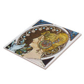 Mucha La Plume Art Nouveau Tile Trivet Gift Box Tegeltje (Zijkant)