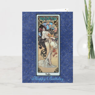 Mucha ~ "L'Amethyste" februari Verjaardagskaart Kaart