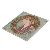 Mucha Laurel Art Nouveau Art Tile Trivet Gift Box Tegeltje (Zijkant)