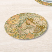 Mucha Lelies Art Nouveau Taal van Bloemen Ronde Kartonnen Onderzetter (Gebogen)
