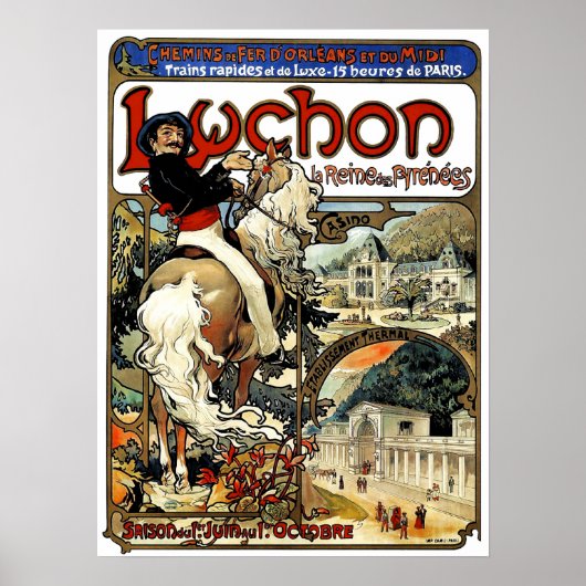 Mucha - Luchon - Art Nouveau - Casino-Poster Poster (Voorkant)