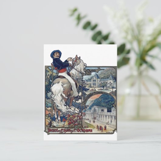 Mucha Luchon Old European City Art Nouveau Briefkaart (Staand voorkant)