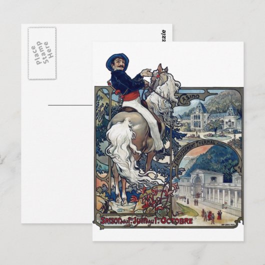 Mucha Luchon Old European City Art Nouveau Briefkaart (Voorkant / Achterkant)