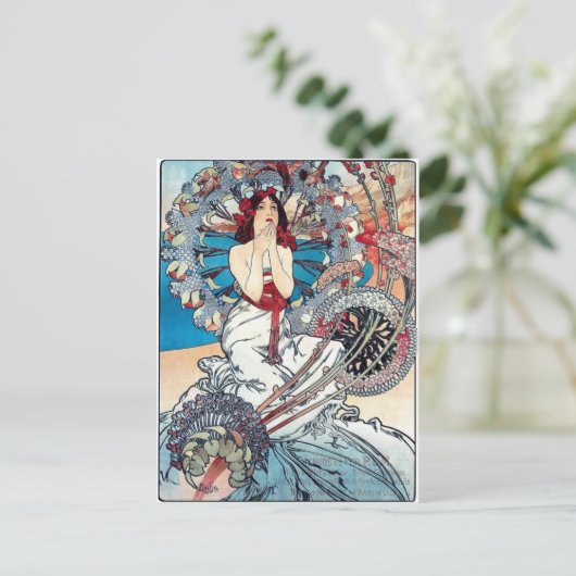 Mucha Monaco Monte carlo art deco poster lady Briefkaart (Staand voorkant)