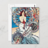 Mucha Monaco Monte carlo art deco poster lady Briefkaart (Voorkant / Achterkant)