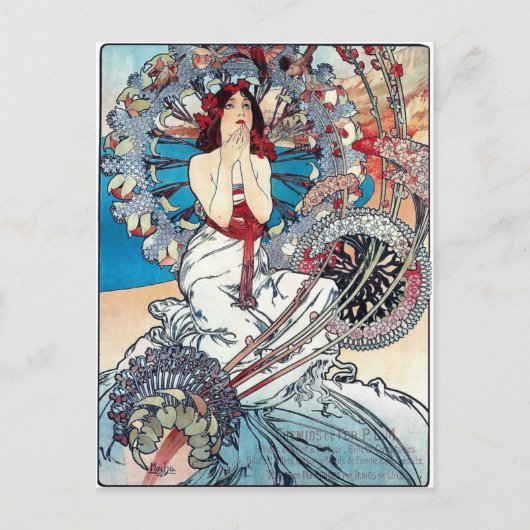 Mucha Monaco Monte carlo art deco poster lady Briefkaart (Voorkant)