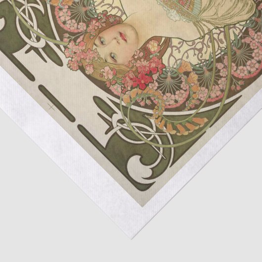 Mucha mooie dame ontkoppelen tissuepapier (Detail)