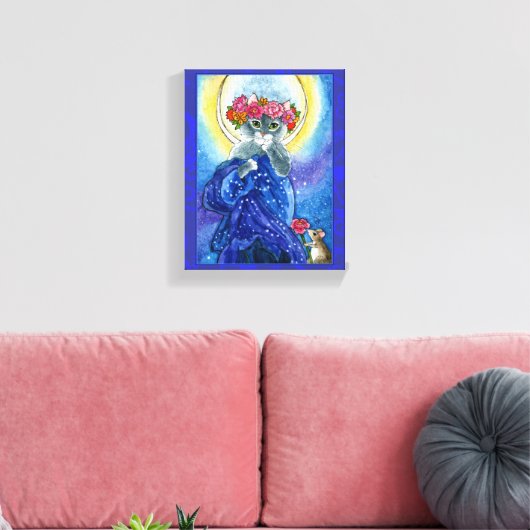 Mucha Moon Kat art parodie Canvas Afdruk (Insitu (Woonkamer))