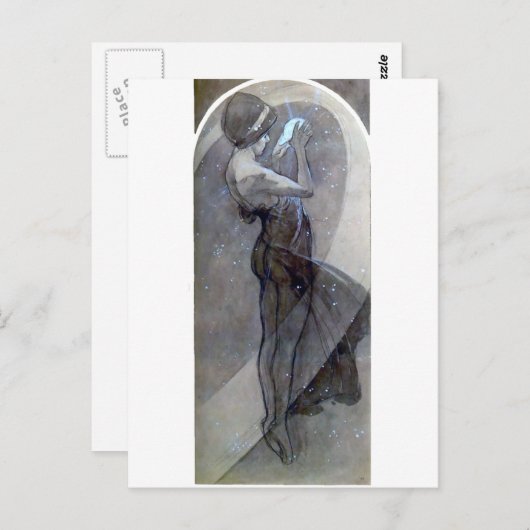 mucha north star art nouveau deco briefkaart (Voorkant / Achterkant)