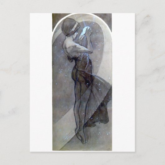 mucha north star art nouveau deco briefkaart (Voorkant)
