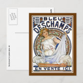 Mucha - Nouveau - Wasdag?! - Blauwe Deschamps Briefkaart (Voorkant / Achterkant)