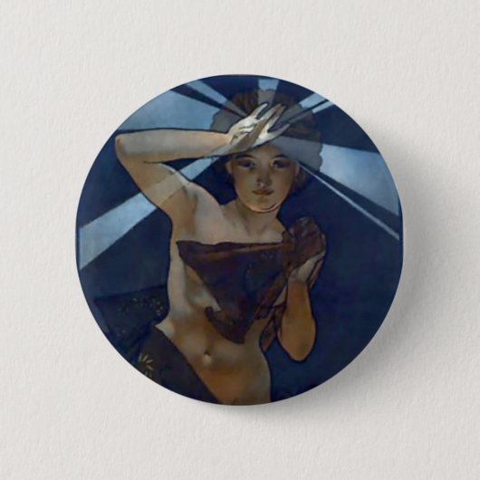 mucha ochtendster art nouveau poster ronde button 5,7 cm (Voorkant)