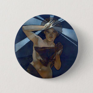 mucha ochtendster art nouveau poster ronde button 5,7 cm