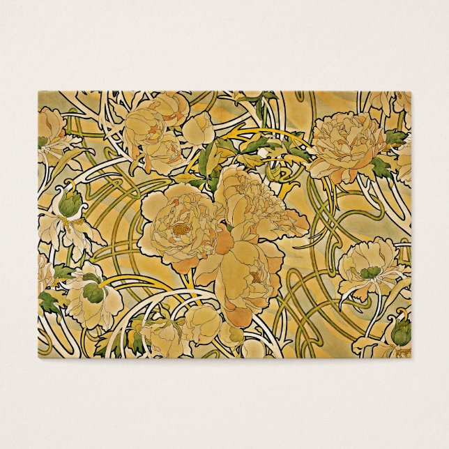Mucha Peonies 1897 Visitekaartjes (Voorkant)