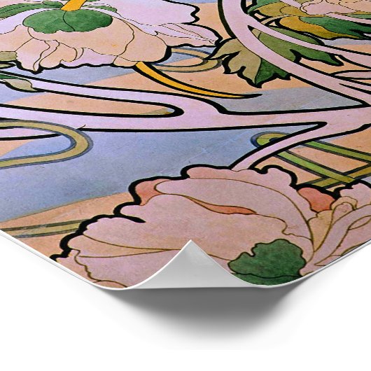 Mucha - Peonies Poster (Hoek)