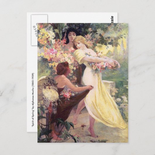 Mucha Postcard: Spirit of Spring Briefkaart (Voorkant / Achterkant)