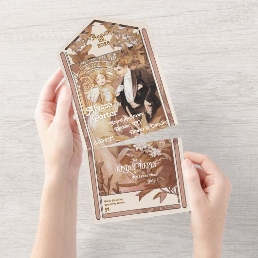 Mucha Poster Alles in één bruiloft Uitnodiging (Afscheurbaar)