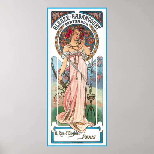 Mucha Poster Print: parfum en advertentie (Voorkant)
