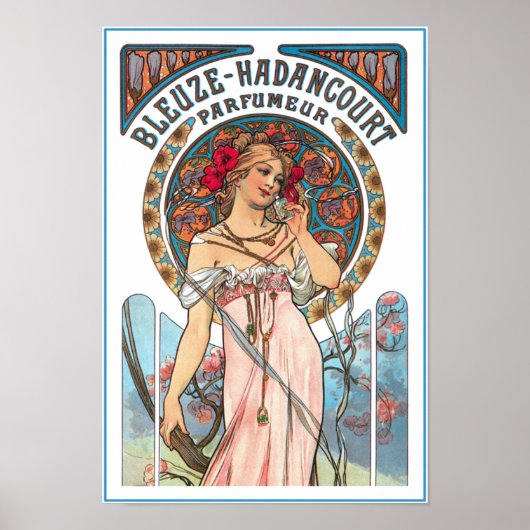 Mucha Poster Print: parfum en advertentie (Voorkant)