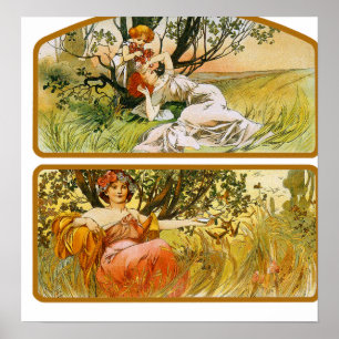 Mucha Poster Print: Twee Natuur scènes