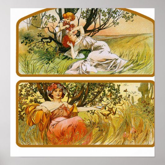 Mucha Poster Print: Twee Natuur scènes (Voorkant)