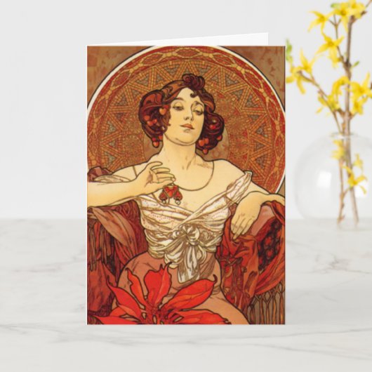 Mucha ~ "Precious Stone - Ruby" juli Verjaardag Ka Kaart (Gele Bloem)