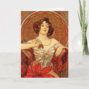 Mucha ~ "Precious Stone - Ruby" juli Verjaardag Ka Kaart