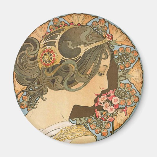 Mucha Primrose CC0639 Fridge art collectie Magnet (Voorkant)