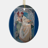Mucha prinses wintersneeuwroze kledingdame keramisch ornament (Rechts)