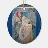 Mucha prinses wintersneeuwroze kledingdame keramisch ornament (Links)