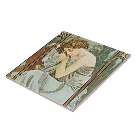Mucha Repos de la Nuit Tile Trivet Gift Box Tegeltje (Zijkant)