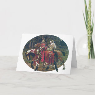 Mucha ridder dame schilderen paarden bos romantisc kaart