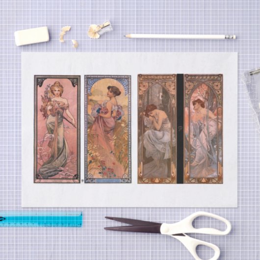 Mucha-seizoenen voor dames ontkoppelen tissuepapier (Craft)