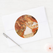 Mucha Spring Art Nouveau Bookplate-Stickers Ronde Sticker (Envelop)