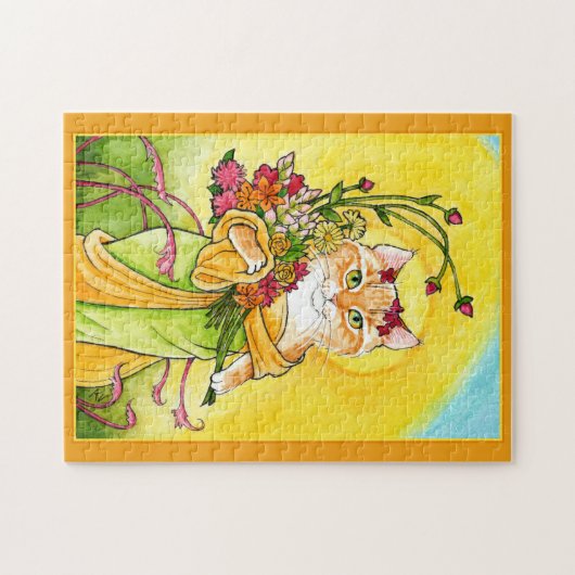 Mucha Spring Cat spoof jigzaagpuzzel Legpuzzel (Horizontaal)