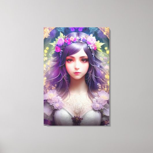  Mucha Stijl Mooi Vrouwenportret Canvas Afdruk (Voorkant)