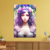  Mucha Stijl Mooi Vrouwenportret Canvas Afdruk (Insitu (Woonkamer))